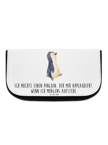 Mr. & Mrs. Panda Kosmetiktasche Pinguin marschieren mit Spruch in Weiß