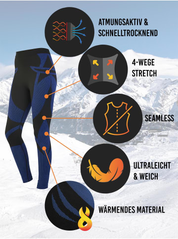 normani 2 x Thermounterhose Lange Skiunterwäsche Unisex in Schwarz/Blau