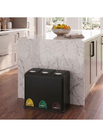 SONGMICS Mülleimer Island in Schwarz - (B)28.3 x (H)39.5 x (T)47 cm - 3 x 8 L