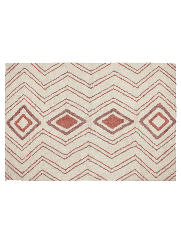 Beliani Kurzflor KASTAMONU in Beige/Rosa/Rot - (W) 140 x (H) 1.4 x (L) 200 cm
