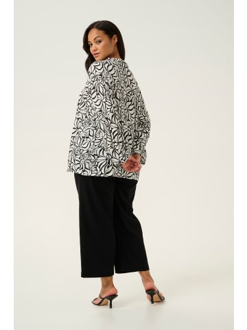 KAFFE curve Langarm-Bluse KCellena in Black/White Leaf Print