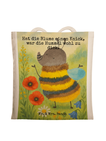 Mr. & Mrs. Panda Tote Bag Hummel flauschig Design mit Spruch in Weiß