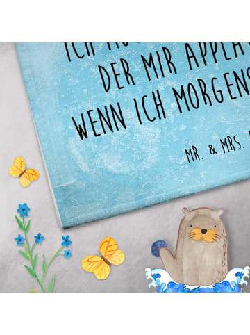 Mr. & Mrs. Panda Gästehandtuch Pinguin mHerzieren mit Spruch in Eisblau