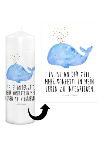 Mr. & Mrs. Panda Geburtskerze Wal Konfetti mit Spruch in Weiß