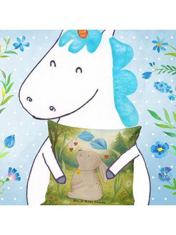 Mr. & Mrs. Panda Kuschelkissen Hase Blume Design ohne Spruch in Weiß