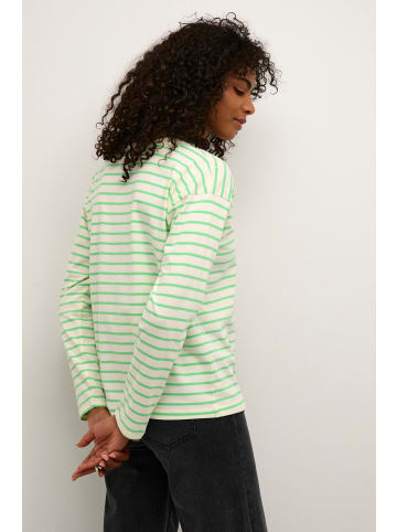 Kaffe Langarm-Shirt KAwinny Loose fit in Antiquie White/Green Stripe