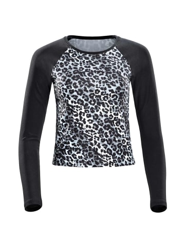 Winshape Functional Light and Soft Cropped Long Sleeve Top AET119LS in snow leopard/black
