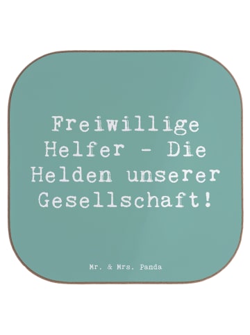 Mr. & Mrs. Panda Glasuntersetzer Spruch Freiwilliger Held mit Sp... in Meeresbrise