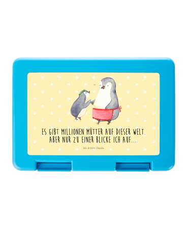 Mr. & Mrs. Panda Essensbox Pinguin mit Kind mit Spruch in Gelb Pastell