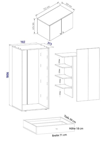 VCM  Holz Dielenschrank Mehrzweckschrank Schrank Vandol in Sonoma-Eiche (Sägerau)