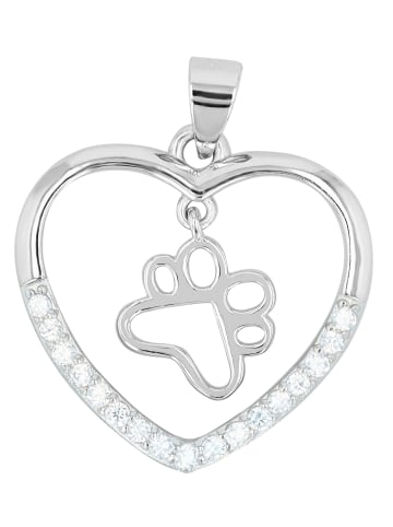 Adeliás Damen Anhänger – Herz Herzanhänger aus 925 Silber mit Zirkonia in silber