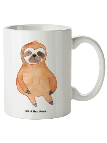 Mr. & Mrs. Panda XL Tasse Faultier Zufrieden ohne Spruch in Weiß