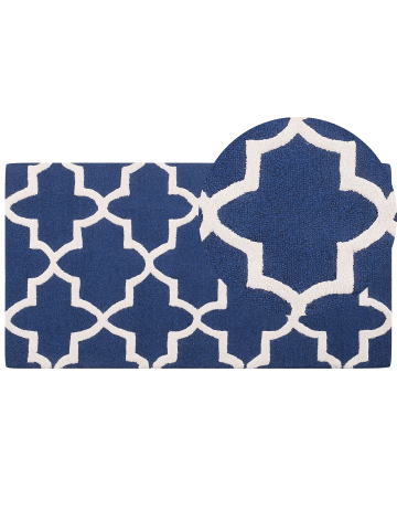 Beliani Kurzflor SILVAN in Blau/Beige - (W) 80 x (H) 1 x (L) 150 cm