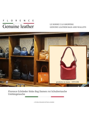 Florence Leder Schultertasche, Shopper Florence Tasche rot ca. 37cm