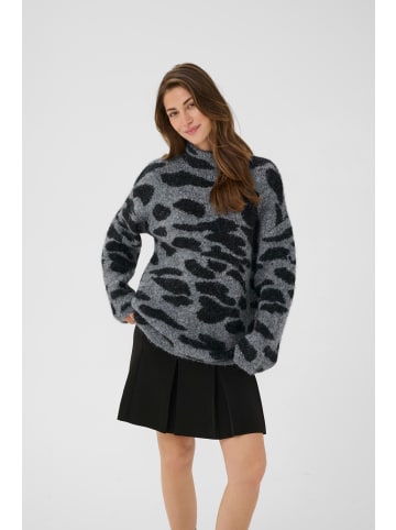 Cream Strickpullover CRElmas Loose fit in Greymelange and black animal