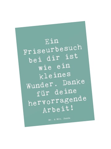 Mr. & Mrs. Panda Postkarte Spruch Friseur Wunder mit Spruch in Meeresbrise