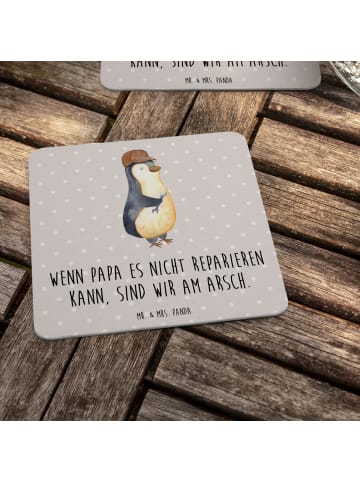 Mr. & Mrs. Panda Bierdeckel Wenn Papa es nicht reparieren kann, ... in Grau Pastell