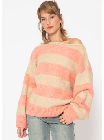 SASSYCLASSY Oversize Strick-Pullover in Koralle, Beige