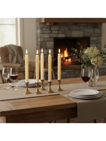 relaxdays 6 x LED Stabkerzen in Beige