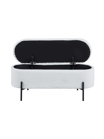 SalesFever Hockerbank 110 cm aufklappbar mit Stauraumfunktion aus Bouclé-Stoff in Weiß