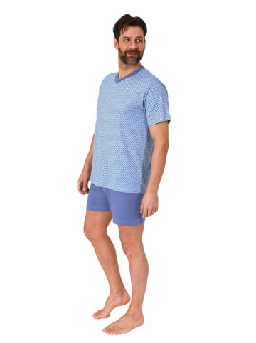 NORMANN Kurzarm Schlafanzug Shorty Pyjama print in hellblau