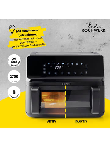 Gourmetmaxx GOURMETmaxx Heißluft-Fritteuse Vario-Doppelkammer 9l