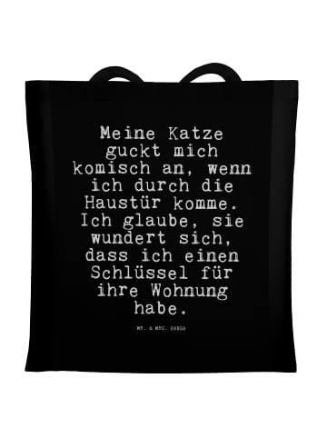 Mr. & Mrs. Panda Büchertasche Meine Katze guckt mich... mit Spruch in Schwarz