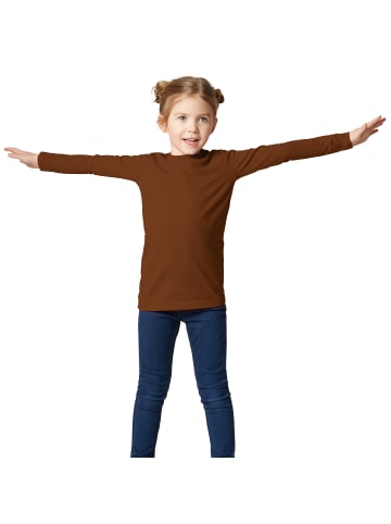 tectake Einfarbiges Langarm-Shirt für Kinder, braun