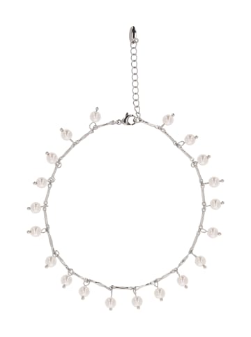 faina Women Ankle Bracelet With Pearl Charms in Silver White