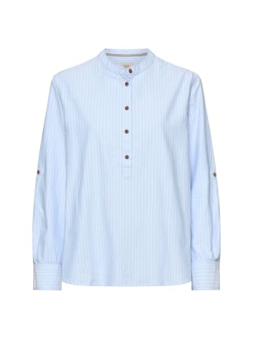 Camel Active Gestreifte Bluse mit krempelbaren Ärmeln in Hellblau