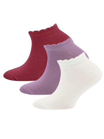 ewers 3er-Set Sneaker Socken 3er Pack Mäusezähnchenrand in flieder-sangria-latte