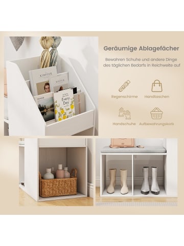 COSTWAY Schuhregal mit Sitzfläche & seitlichem Stauraum in Weiß