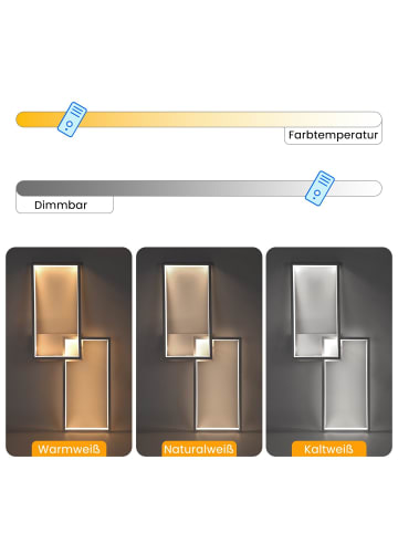 ZMH LED Deckenleuchte in Weiß Dimmbar 48W Wohnzimmerlampe aus Metall Modern L 48cm