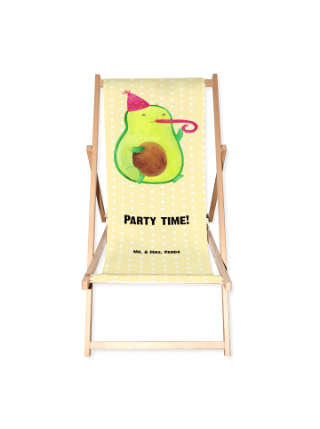 Mr. & Mrs. Panda Gartenliege Avocado Party Zeit mit Spruch in Gelb Pastell