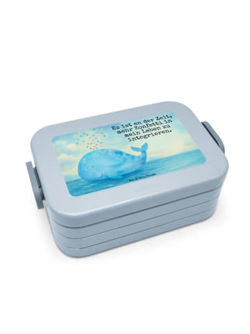 Mr. & Mrs. Panda Frischhaltedose Wal Konfetti Design mit Spruch in Blau Pastell