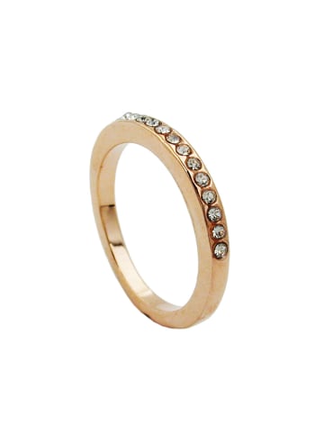 Gallay Ring 2,4mm schmaler Ring mit Glassteinen verziert vergoldet Ringgröße 50 in gold