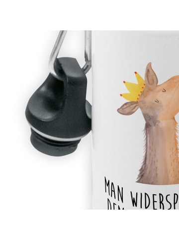 Mr. & Mrs. Panda Kindertrinkflasche Lamakopf König mit Spruch in Weiß