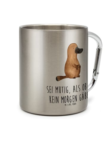 Mr. & Mrs. Panda Tasse Schnabeltier Mut mit Spruch in Silber