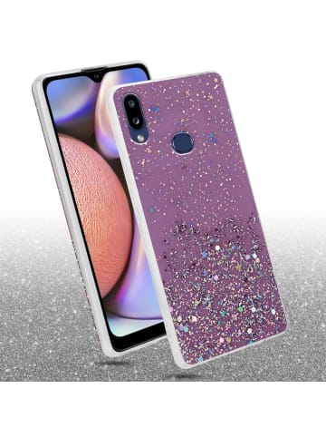 cadorabo Hülle für Samsung Galaxy A10s / M01s Glitter in Lila mit Glitter