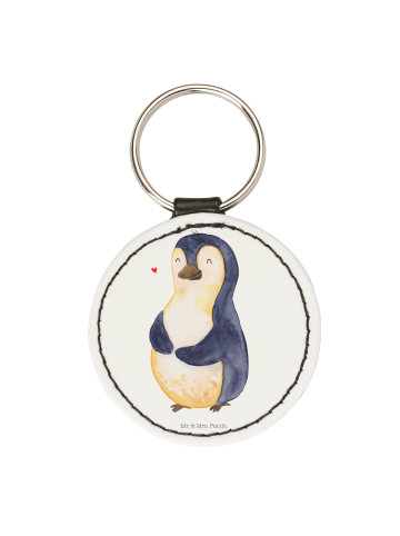 Mr. & Mrs. Panda Rund Schlüsselanhänger Pinguin Diät ohne Spruch in Weiß