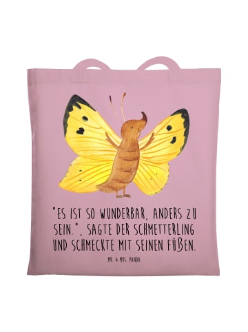 Mr. & Mrs. Panda Tote Bag Schmetterling Zitronenfalter mit Spruch in Rosa Pastell