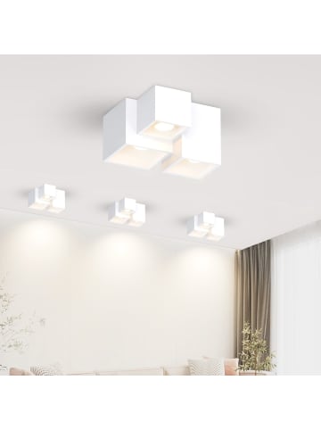 ZMH Deckenleuchte 3-flammige GU10 in weiß eckig Modern Aufbauspot aus Gips