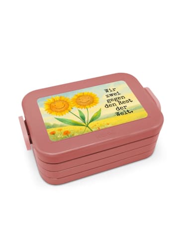 Mr. & Mrs. Panda Lunchbox Blume Sonnenblume Design mit Spruch in Rot Pastell
