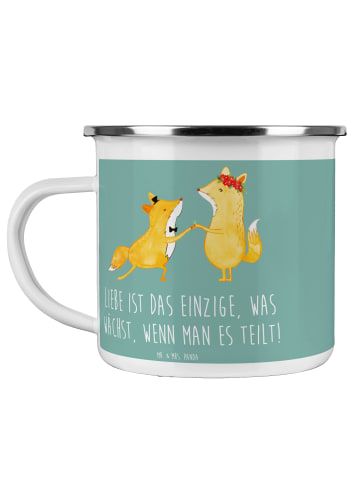 Mr. & Mrs. Panda Camping Emaille Tasse Eheversprechen Liebe Teil... in Meeresbrise