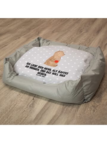 Mr. & Mrs. Panda Hundekörbchen Bär Morgenkaffee mit Spruch in Grau Pastell