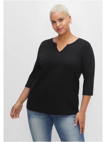 sheego 3/4-Arm-Shirt in schwarz