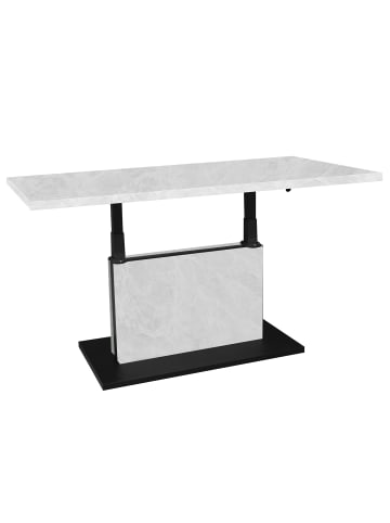 58 aufm Kessel COUCHTISCH Höhenverstellbar Else 4 120x49x70 Holz Keramikoptik Weiß