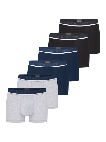 Schiesser Retro Short / Pant 95/5 Organic Cotton in Schwarz / Blau / Grau