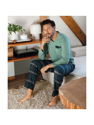 Comte Hose Flanell, Oberteil Single-Jersey Schlafanzug in jade