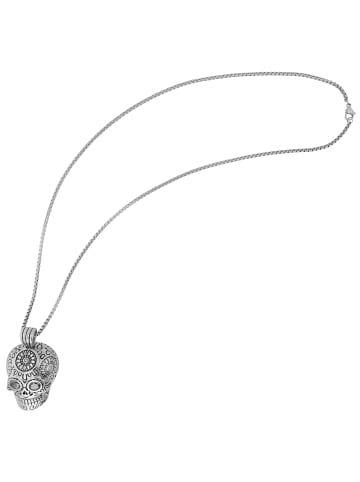 Adeliás Unisex Halskette mit Anhänger – Totenkopf aus Edelstahl in silber